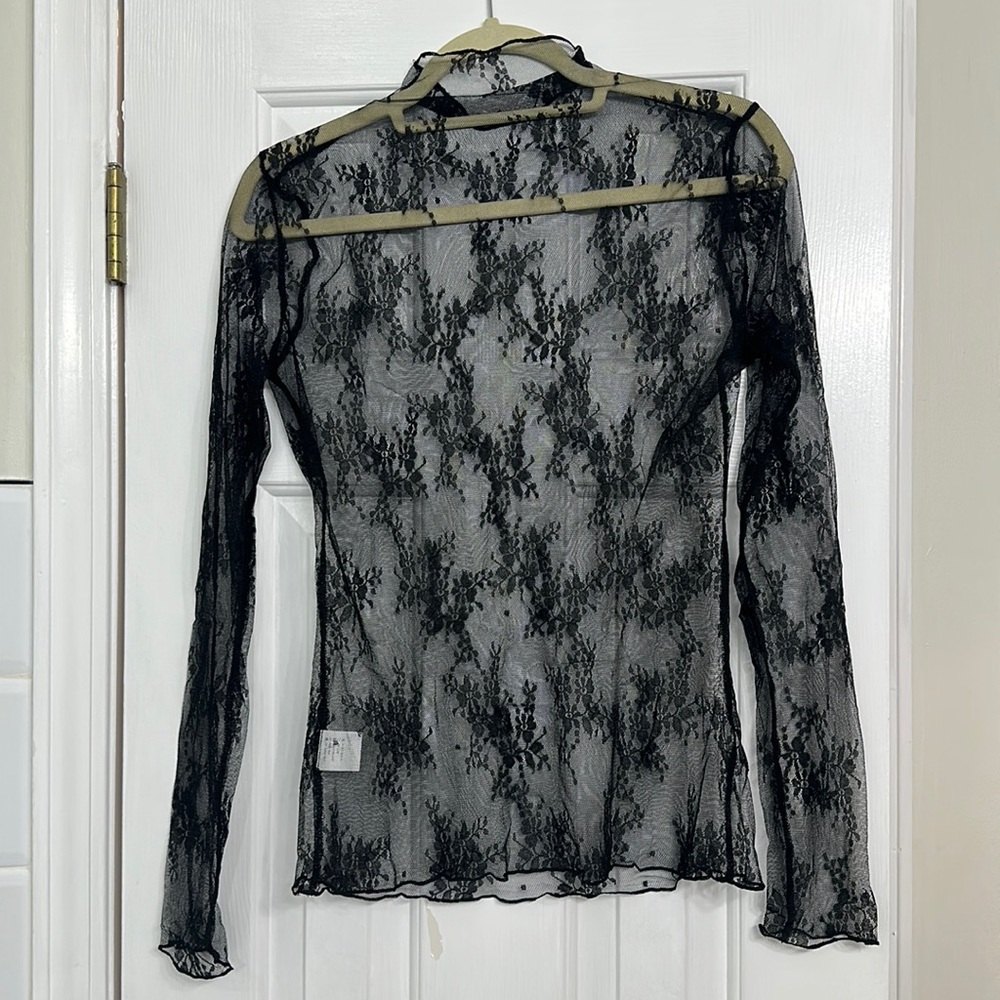 Lace Long Sleeve Black Blouse. XL. Never worn!
